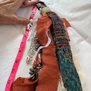 Bohemian Fabric and Chain Keychain/Purse charm